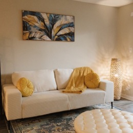 a living room with a couch