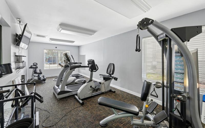 a room with exercise equipment